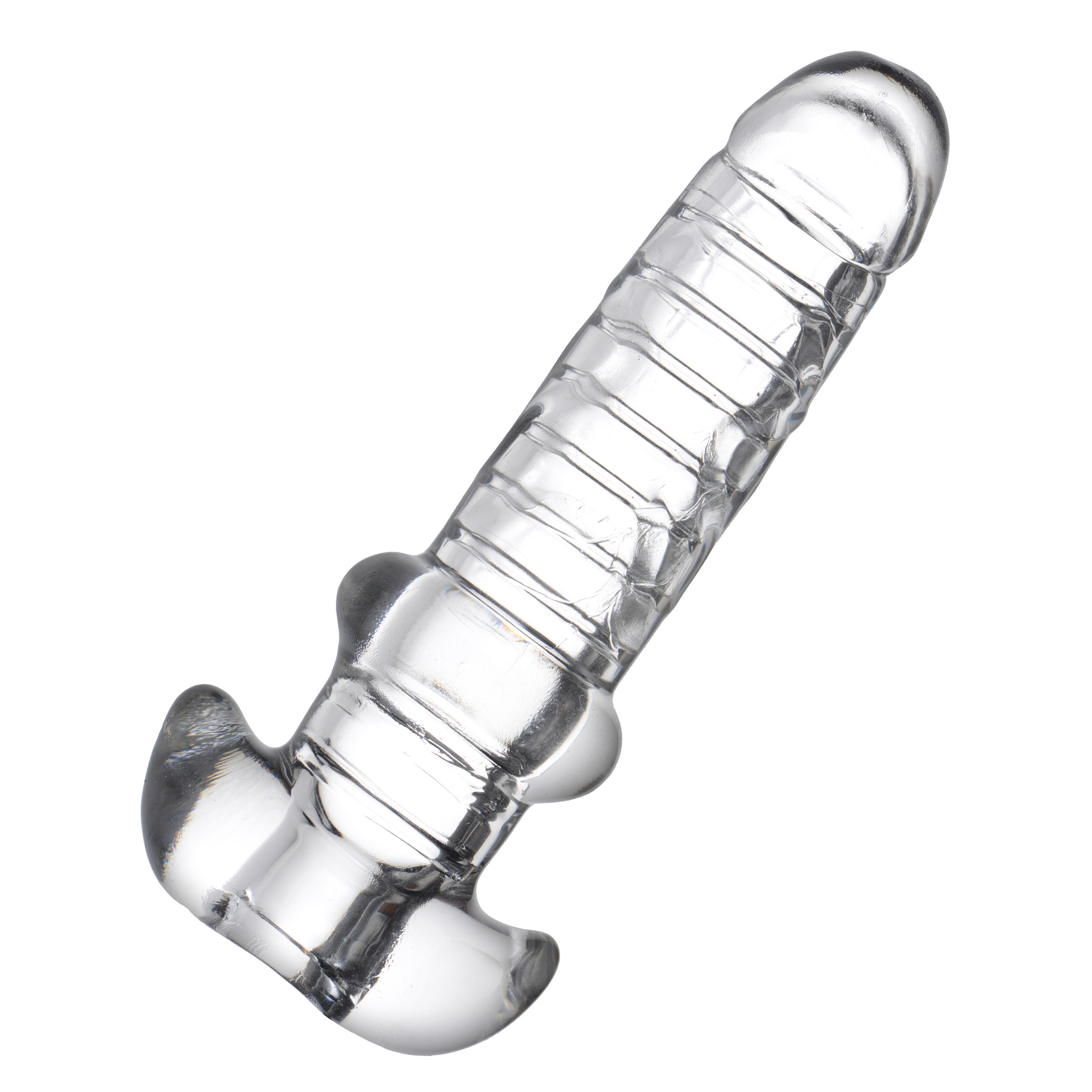 Tight+Hole+Clear+Ribbed+Penis+Sheath