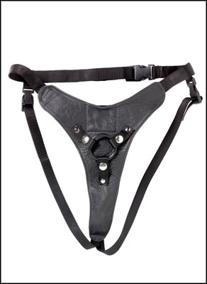 Leather Pleasure Harness with Buzz Pouch