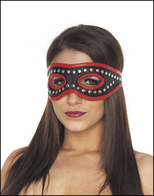 Leather+Open+Red+And+Black+Mask+With+Studs
