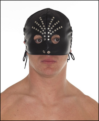 Leather Head Mask With Rivets