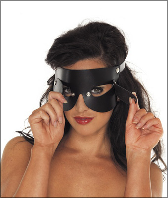 Leather Open Mask With Detachable Blinders