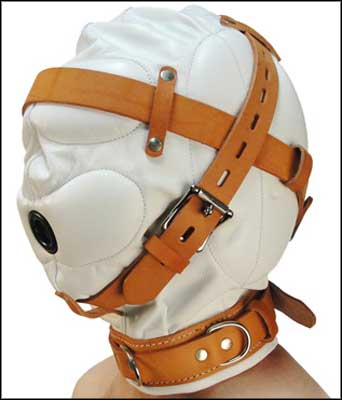 Total Sensory Deprivation White Leather Hood