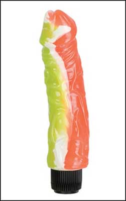 Funky Jelly Vibrating Dildo -  Orange/Green